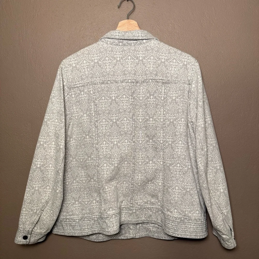 Ruff Hewn Gray & White Cotton Denim Moto Jacket Women's Plus Size 2X Streetwear - Picture 9 of 15